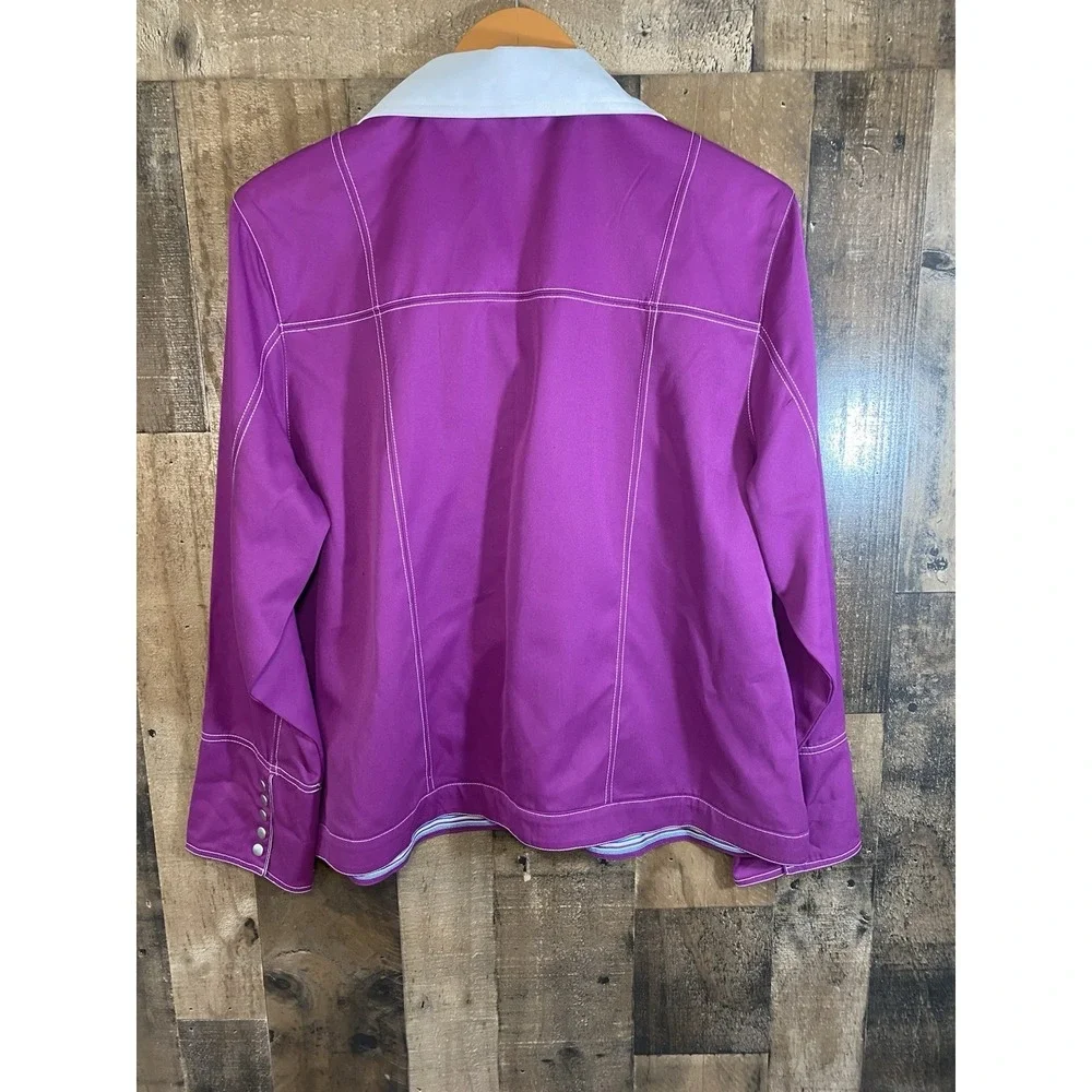 Drapers & Damons Jacket Women's XL Purple W/ White Collar Snap Closure - Picture 6 of 12